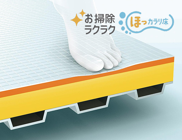 お掃除ラクラクほっカラリ床（タイル調）