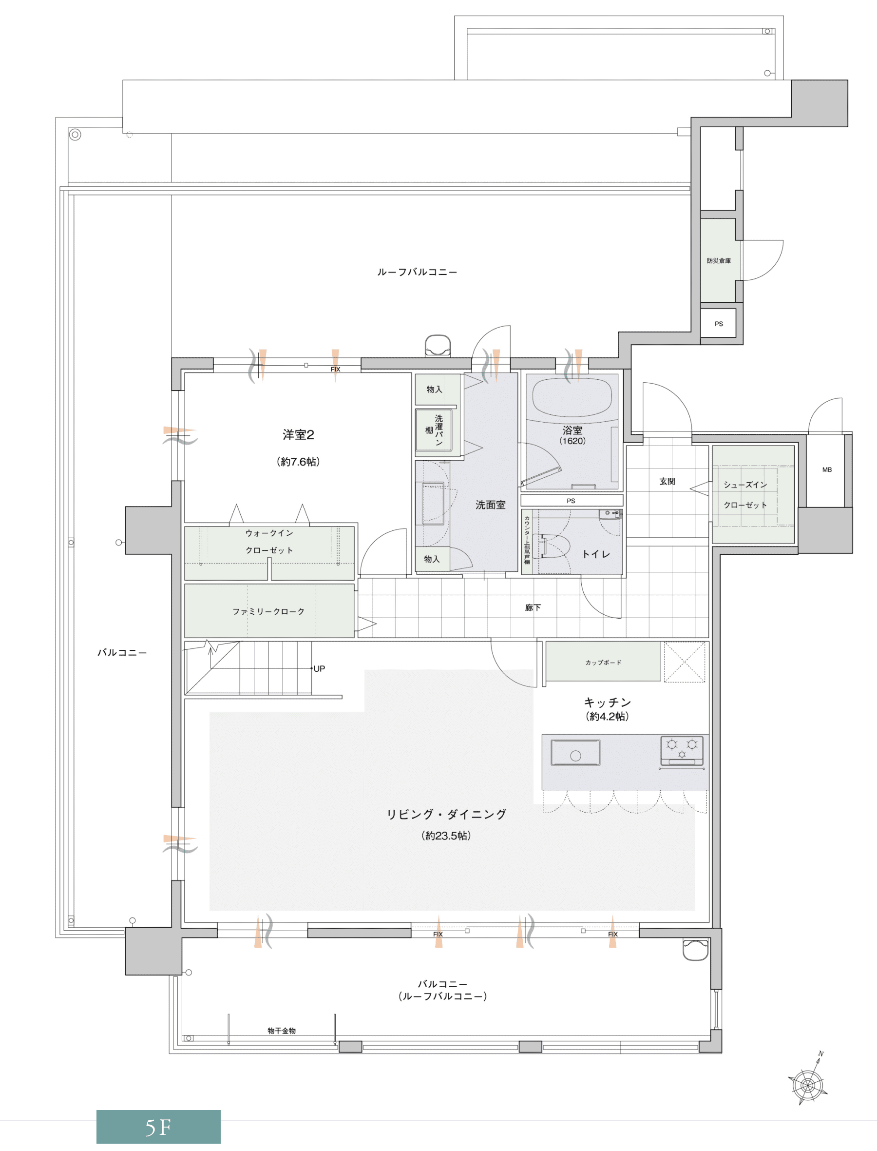 タイプD5F間取り